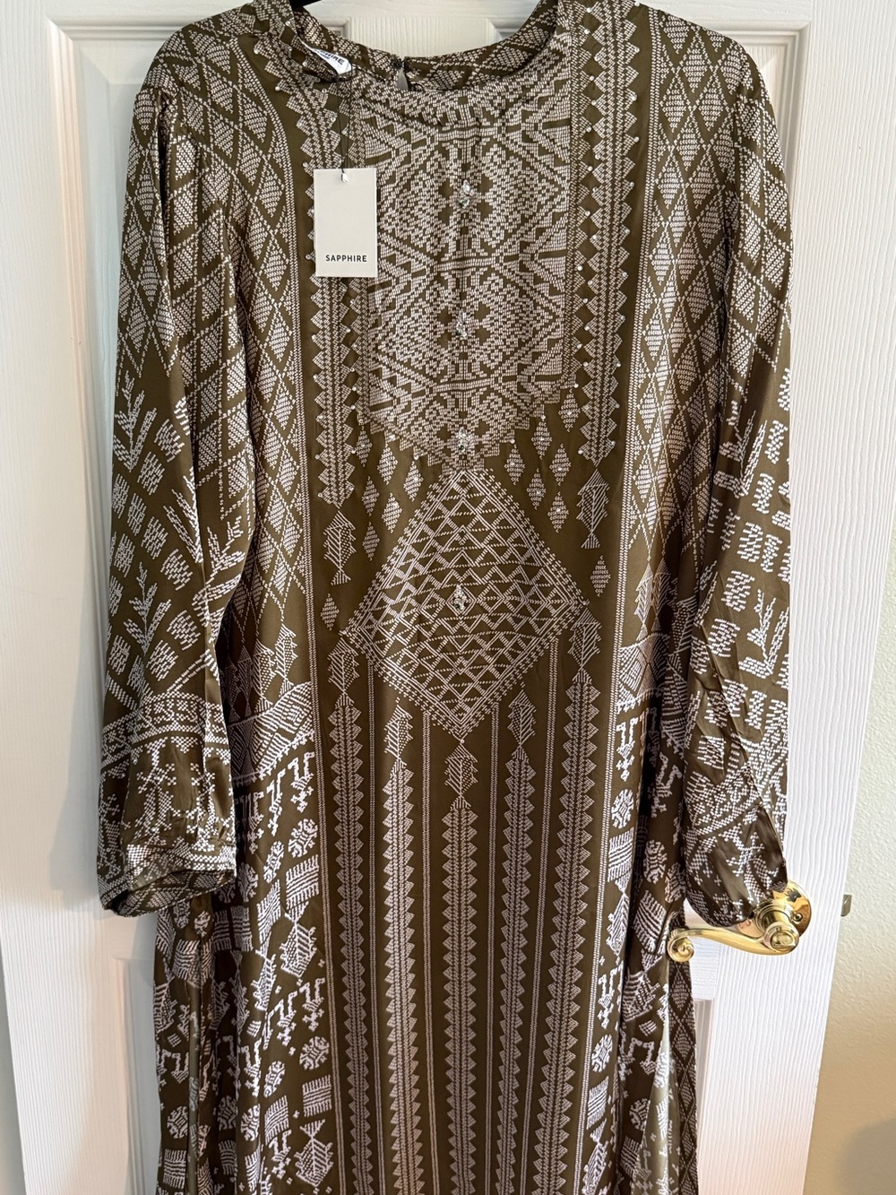 Sapphire NWT Olive Green Embellished Tunic & Pants Set: Size XL 2-Piece